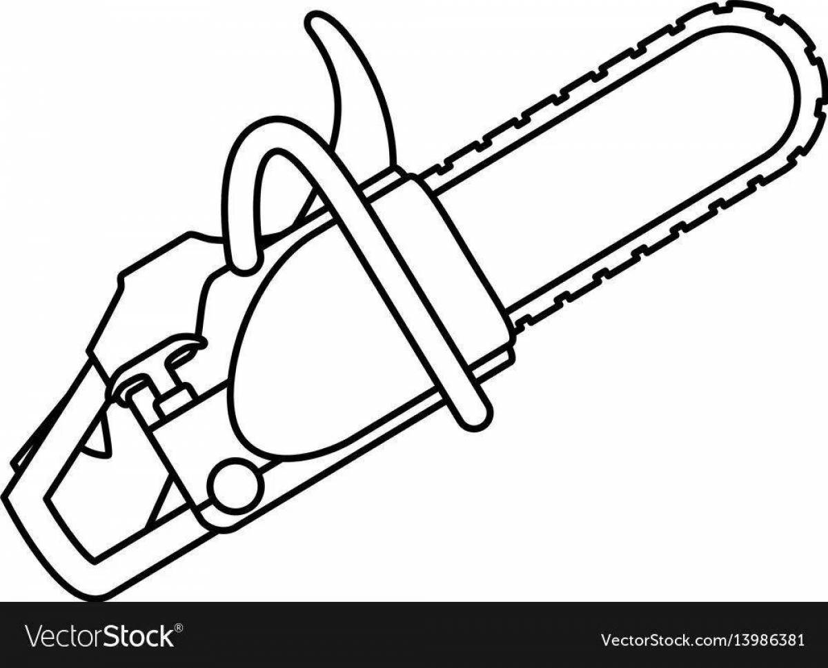 Intricate Chainsaw Coloring Page