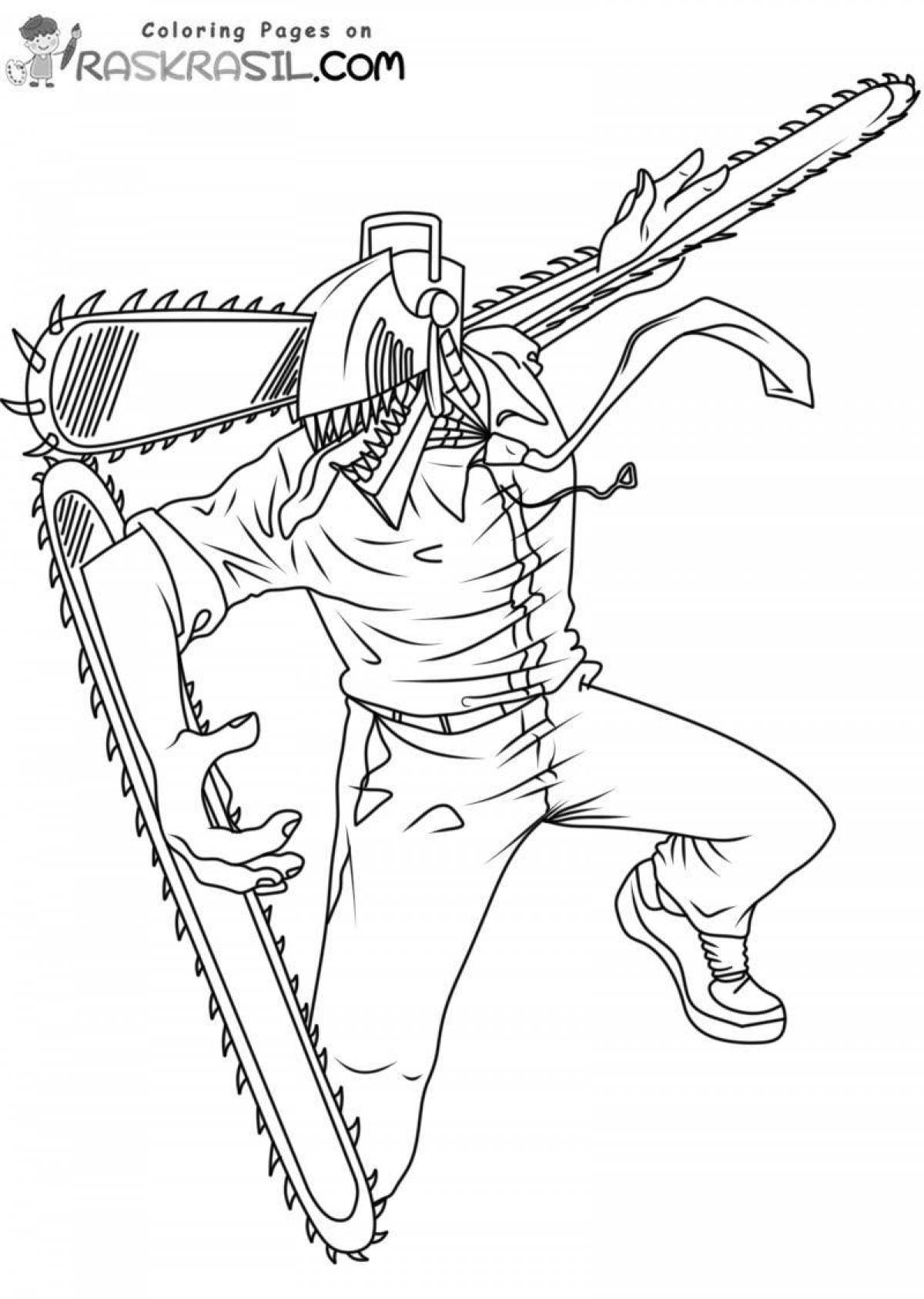 Mystical chainsaw coloring page