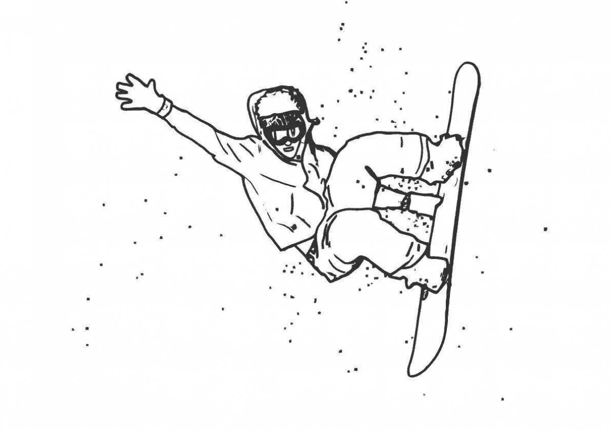 Daring snowboard coloring page