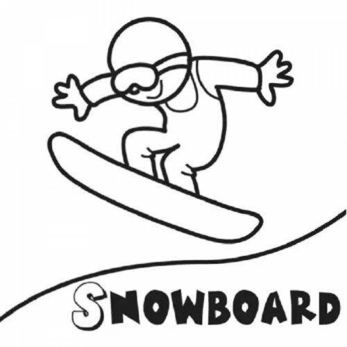 Dazzling snowboard coloring page