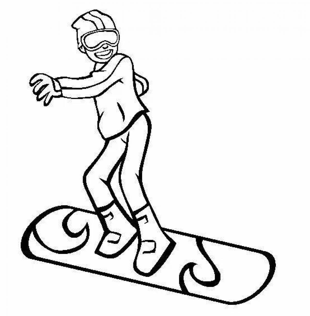 Outstanding snowboard coloring page