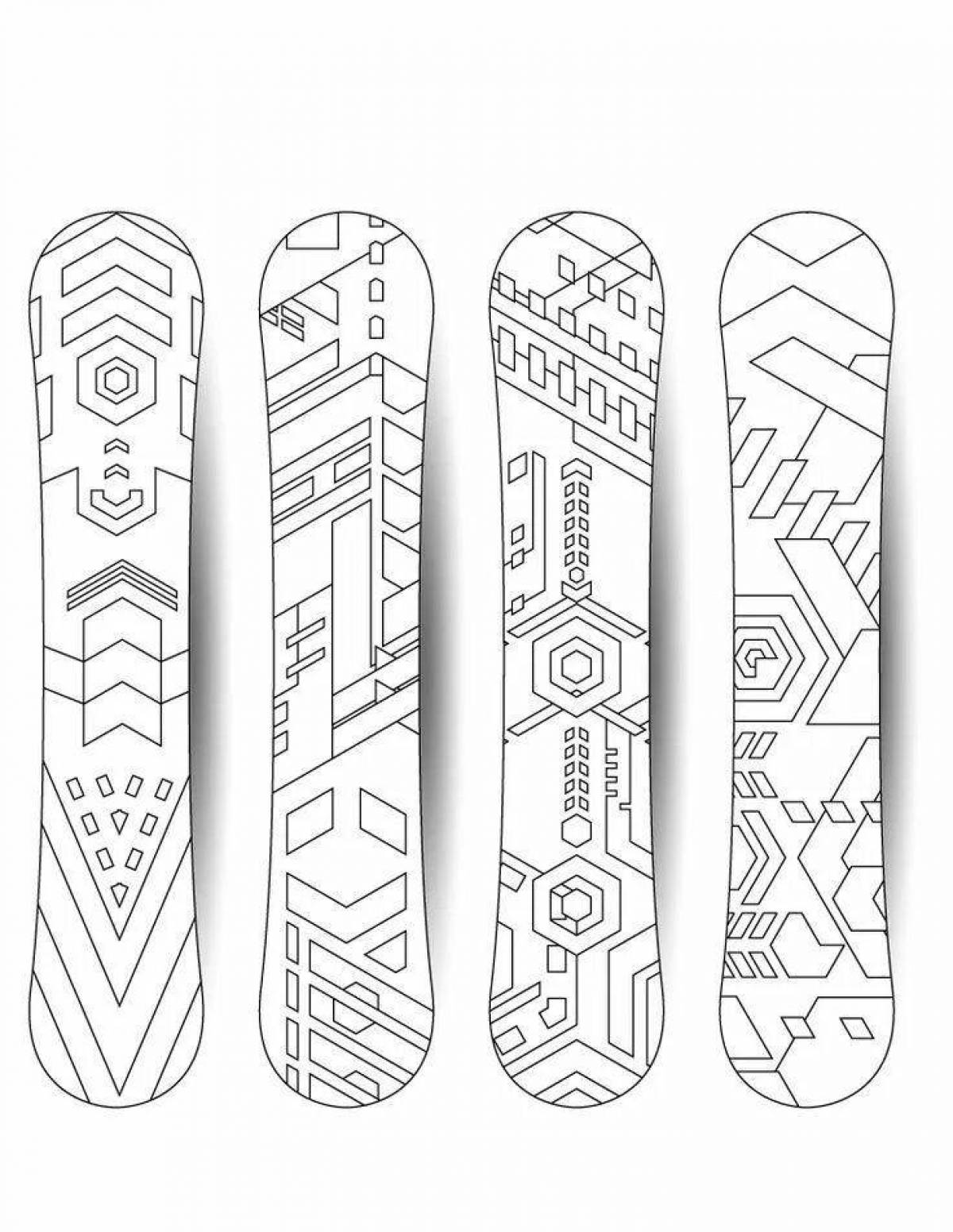 Awesome snowboard coloring page
