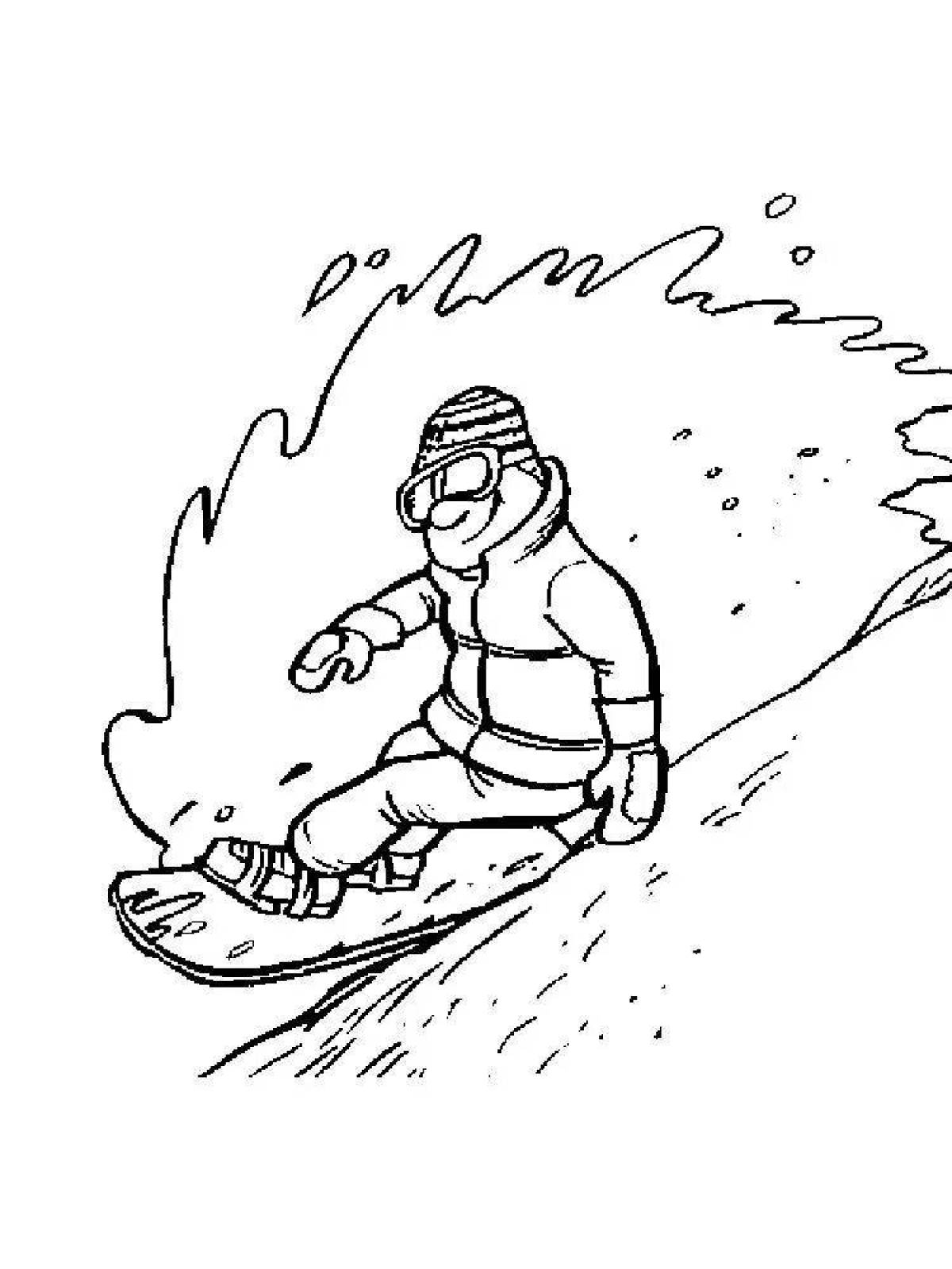 Generous snowboard coloring page