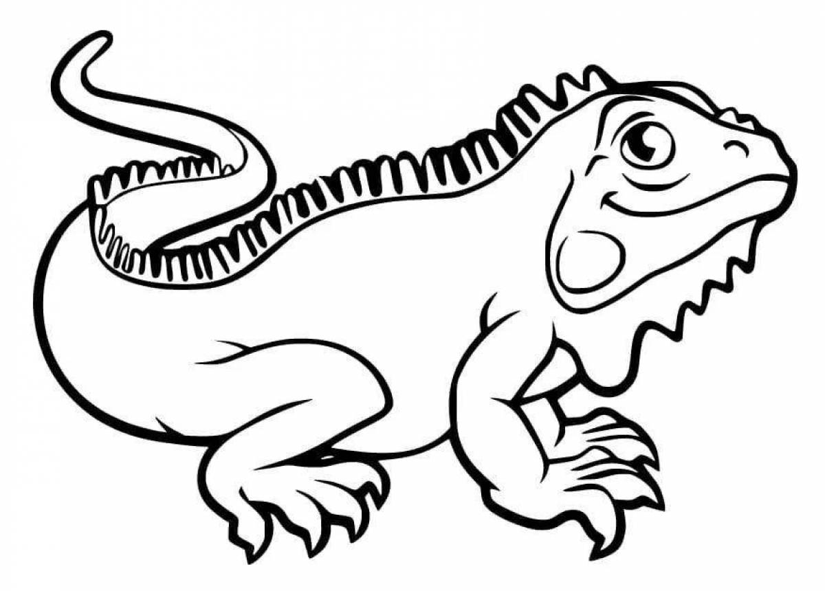 Exotic iguana coloring page