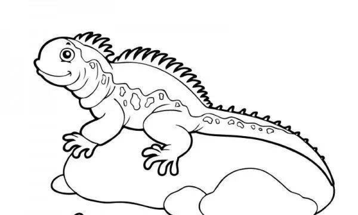 Coloring page adorable iguana