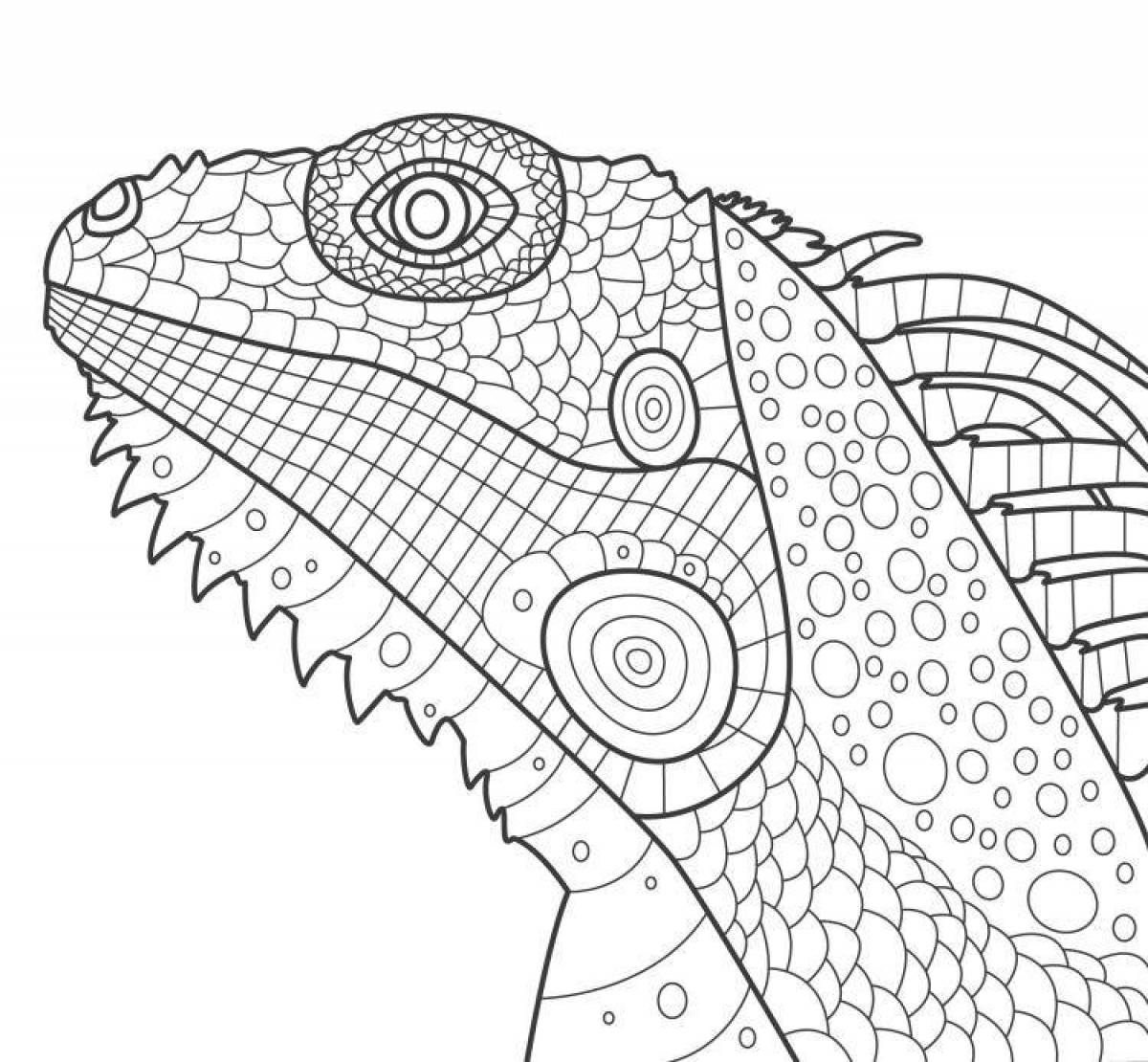 Adorable iguana coloring page