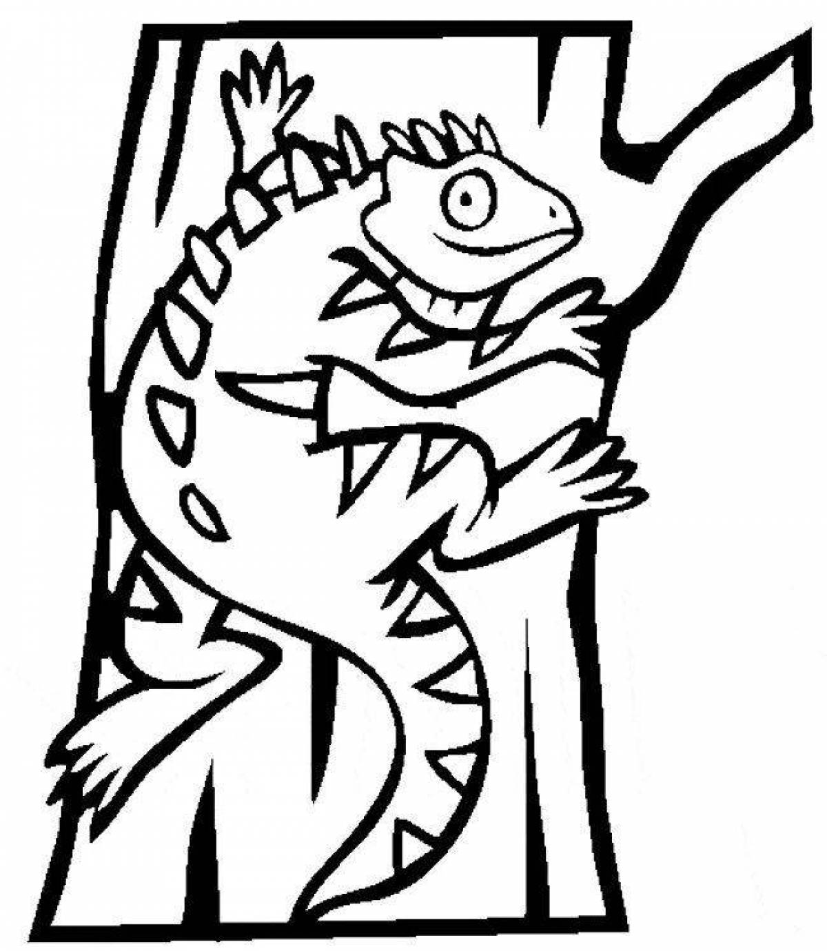 Gorgeous iguana coloring page
