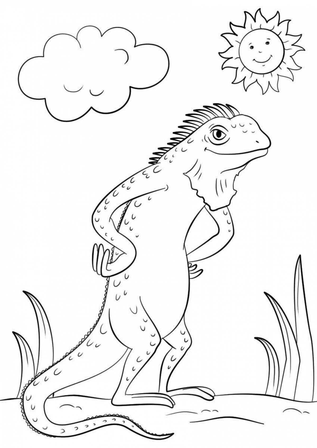 Shiny iguana coloring page