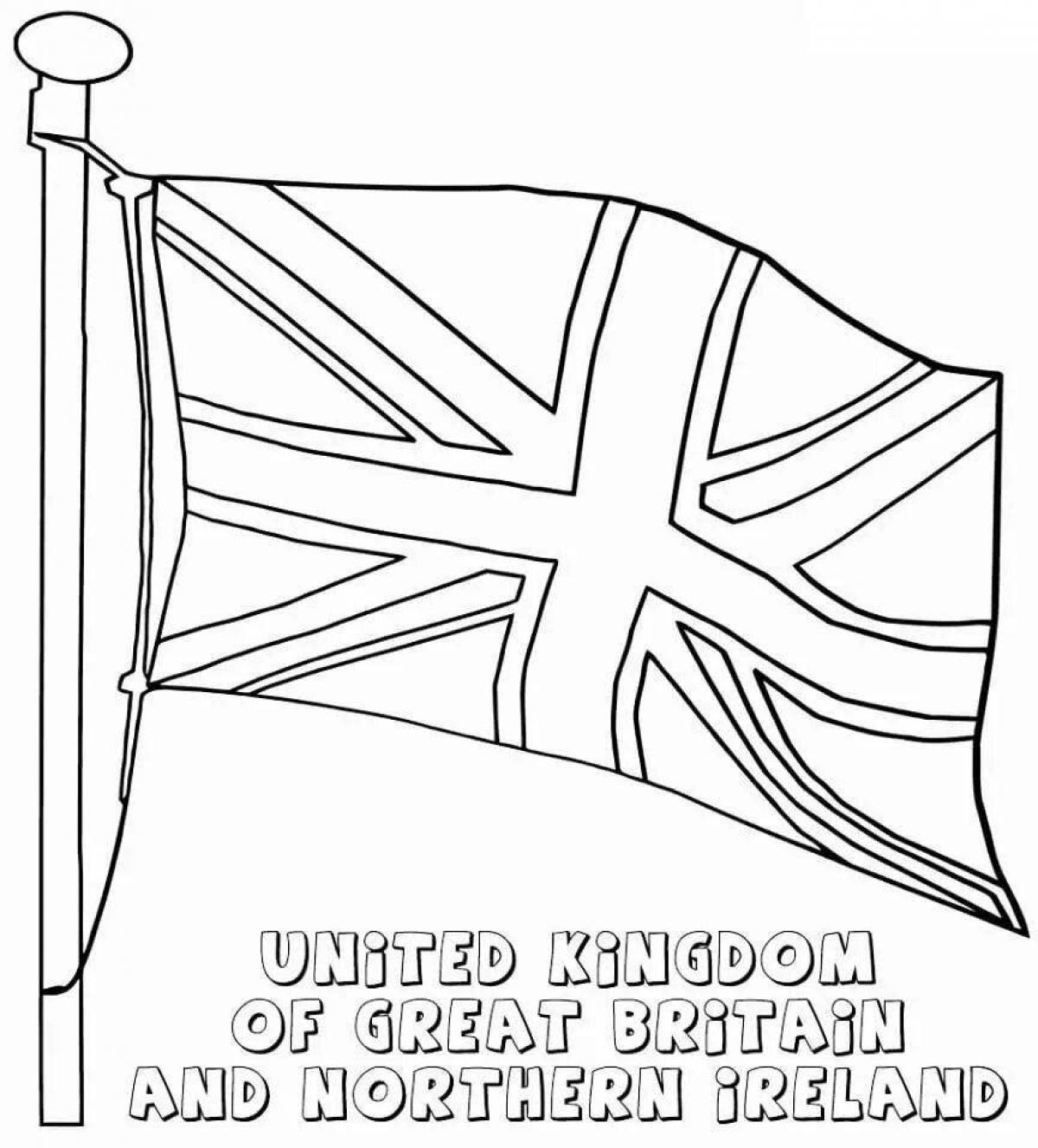 Блестящая страница раскраски флага англии