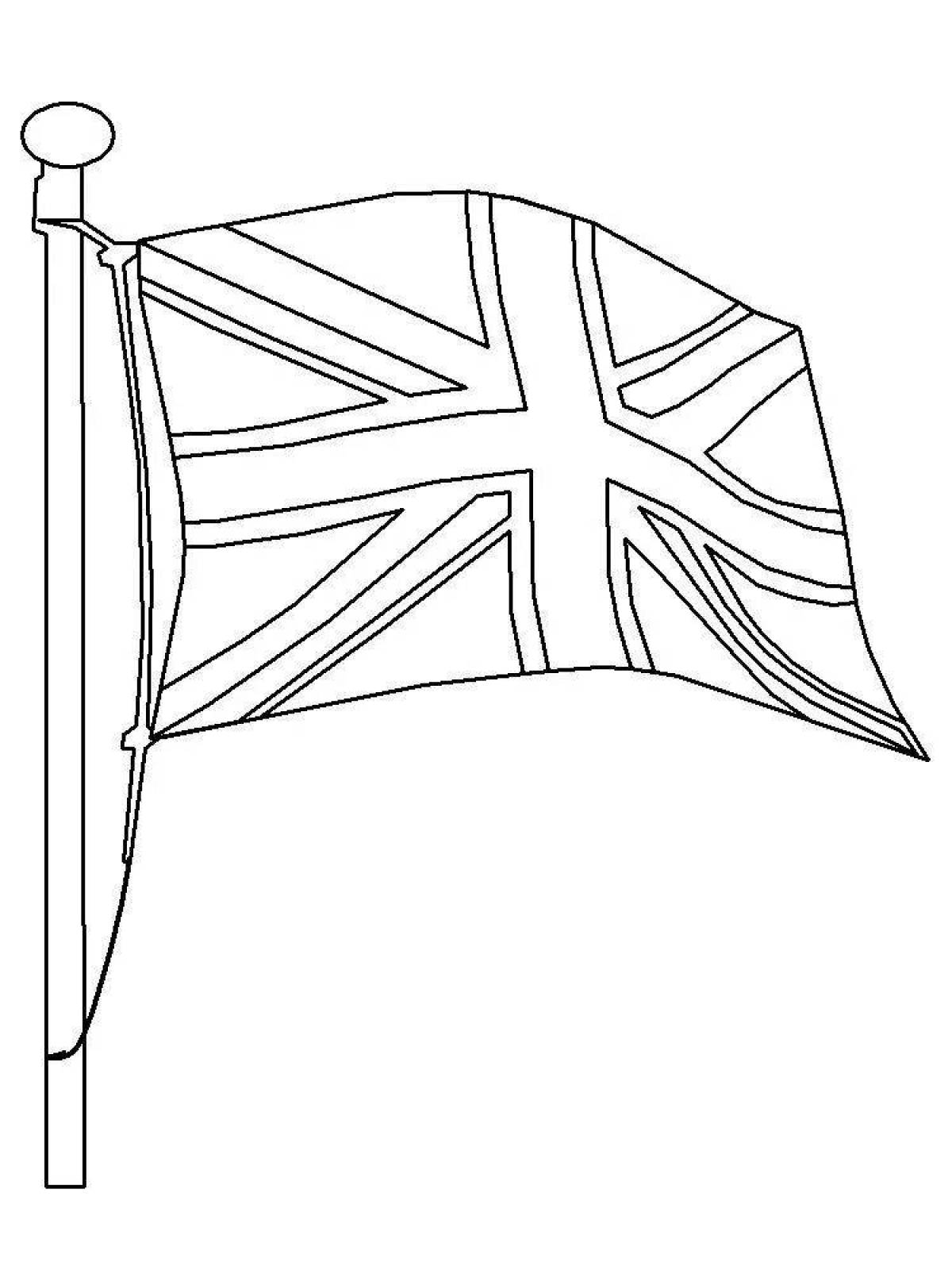 Colorfully illustrated england flag coloring page