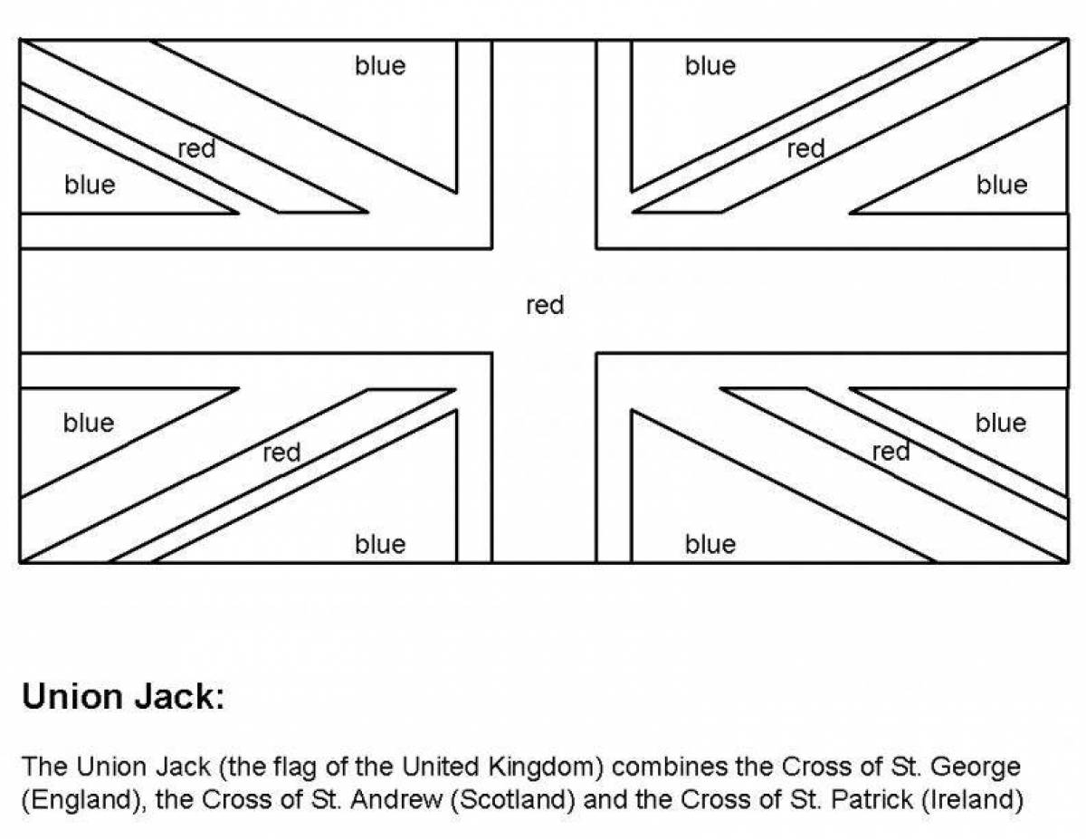 Coloring page colorfully decorated flag of england