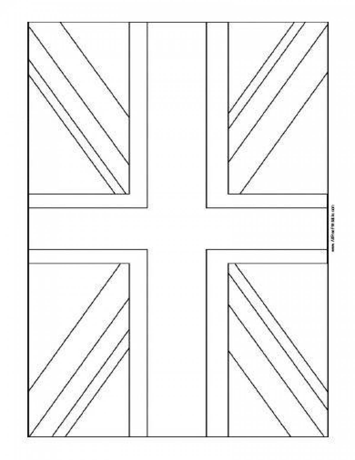 Colorfully embroidered flag of england coloring page