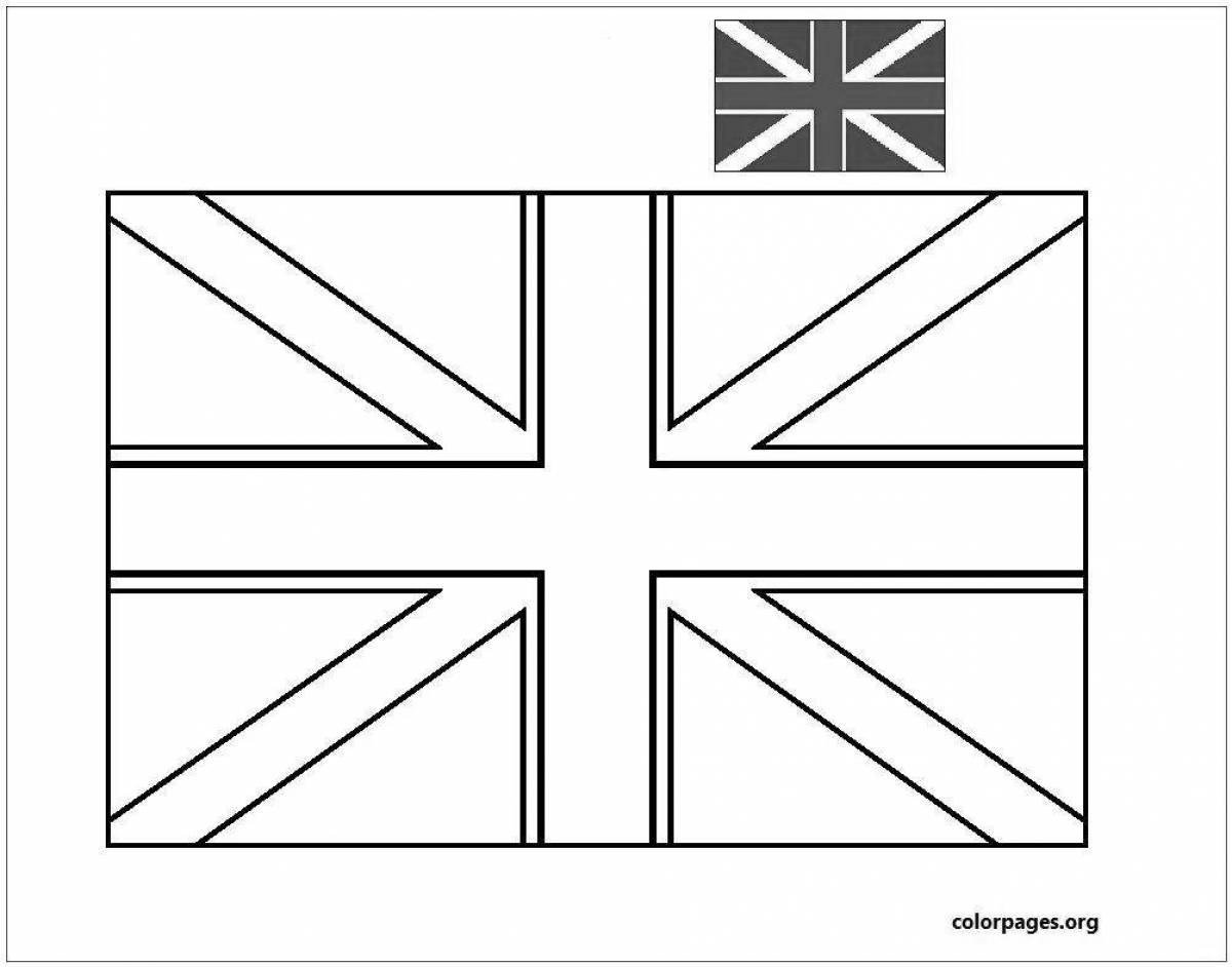 England flag coloring page with colorful embossing