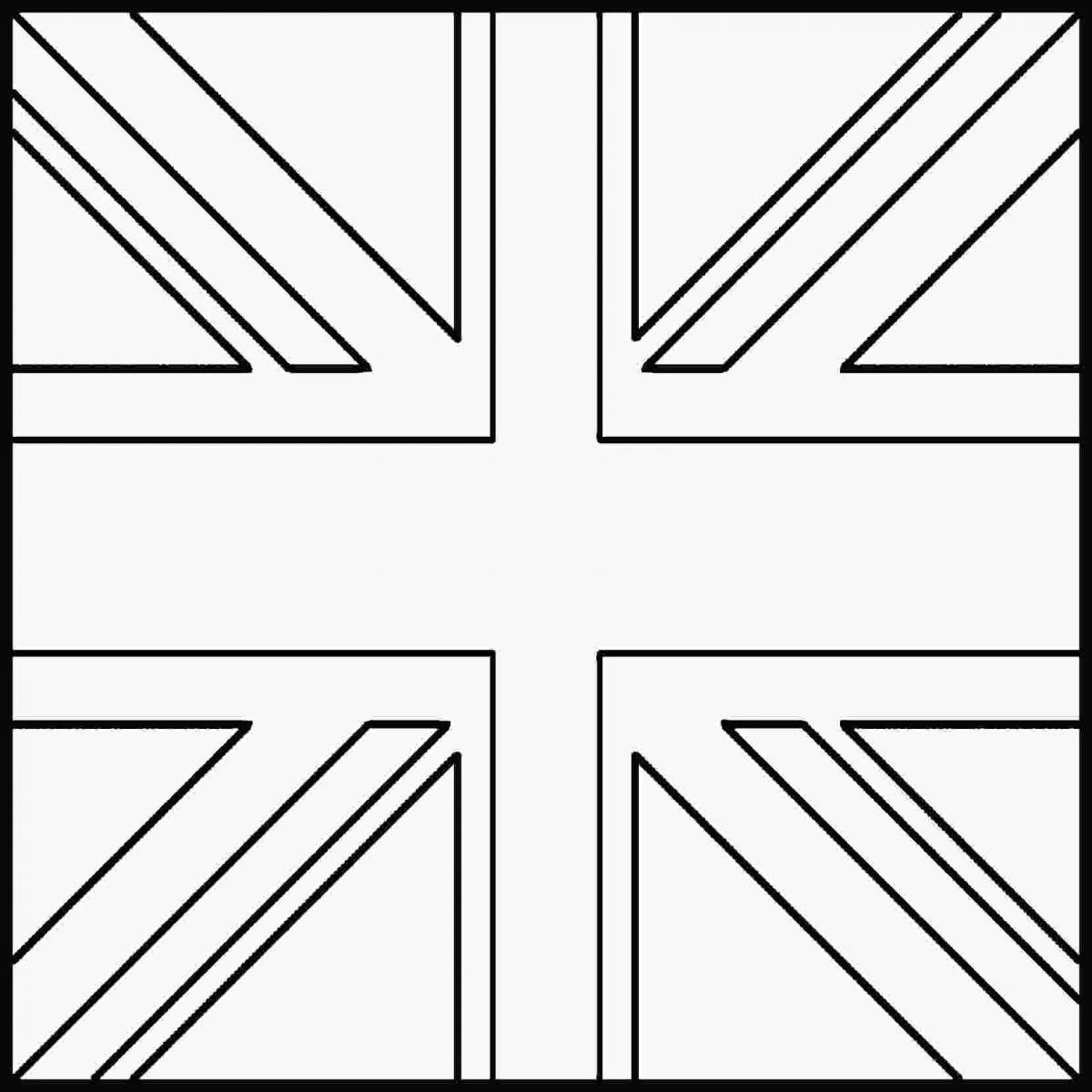 England flag coloring page with colorful engraving