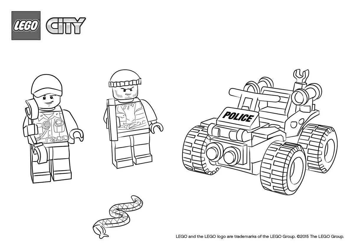 Яркая страница раскраски lego police
