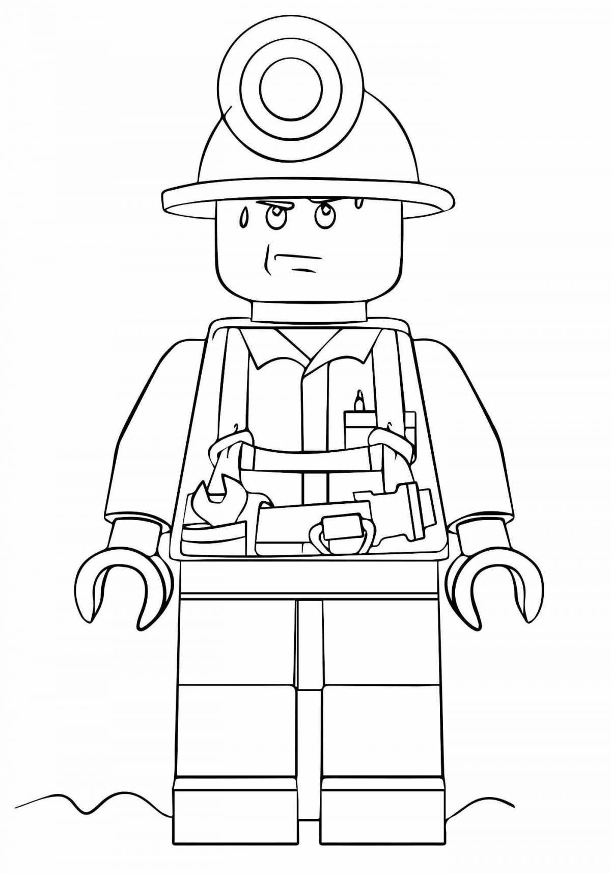 Cute lego police coloring page