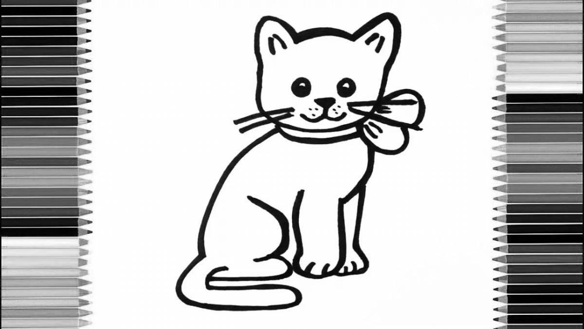 Glitter rainbow cat coloring page