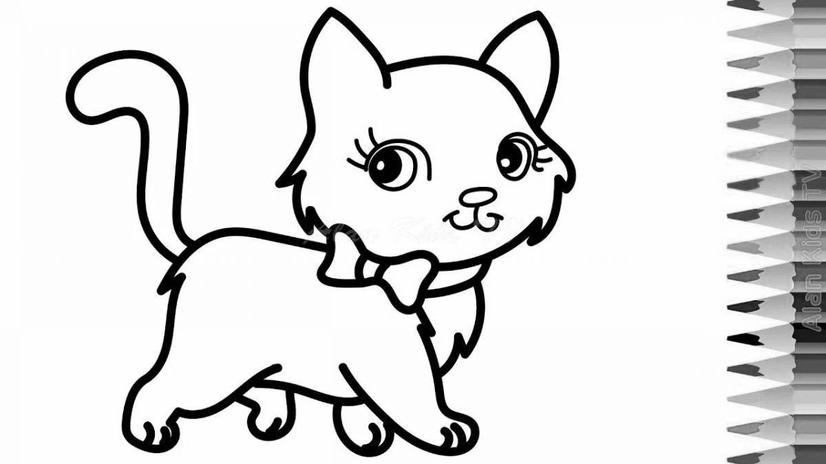 Exquisite rainbow cat coloring page