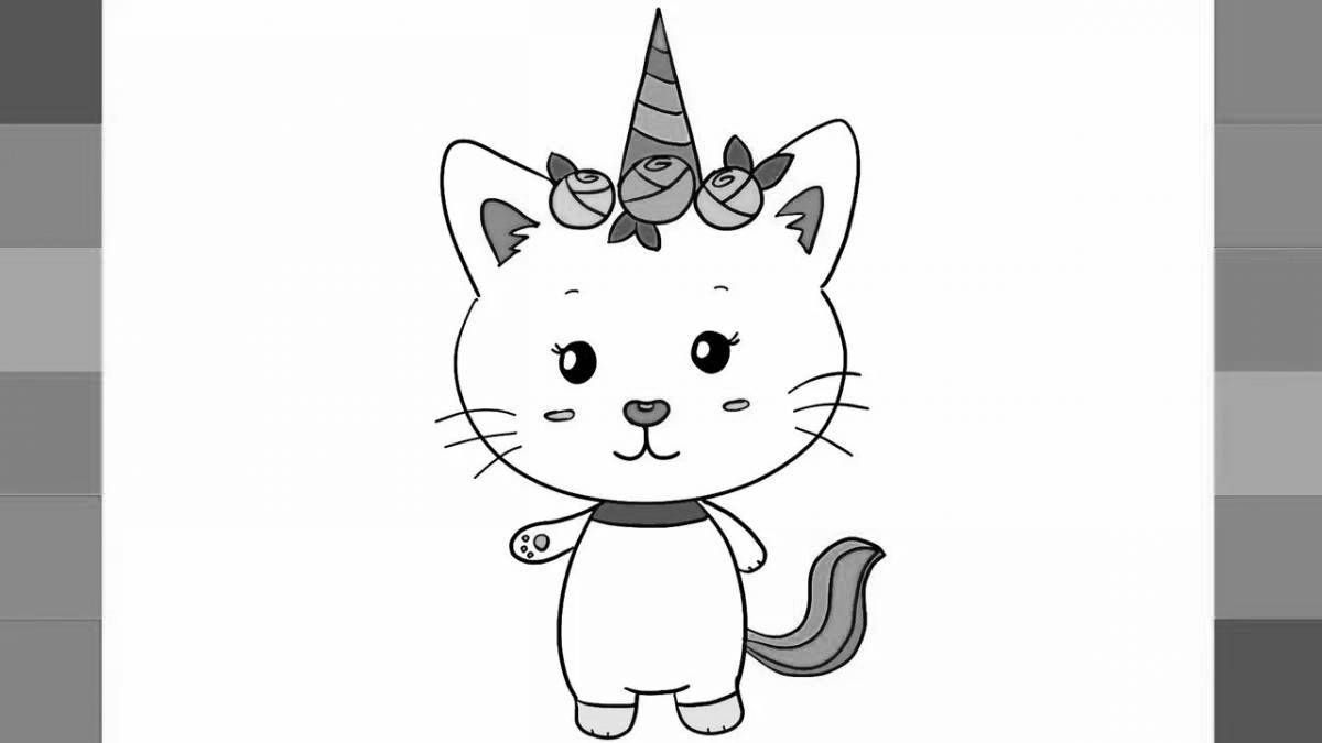 Adorable rainbow cat coloring page