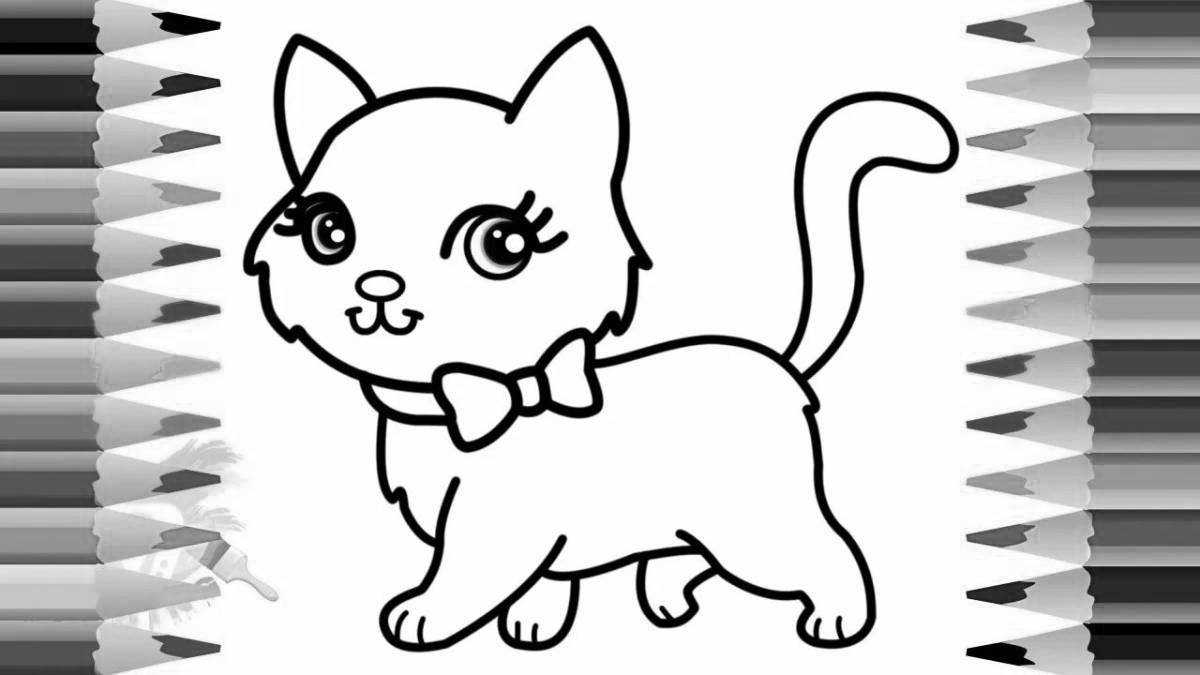 Coloring funny rainbow cat