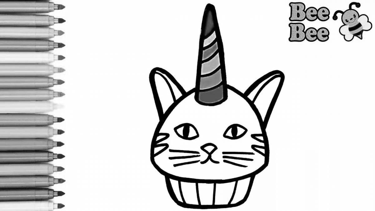 Witty rainbow cat coloring page
