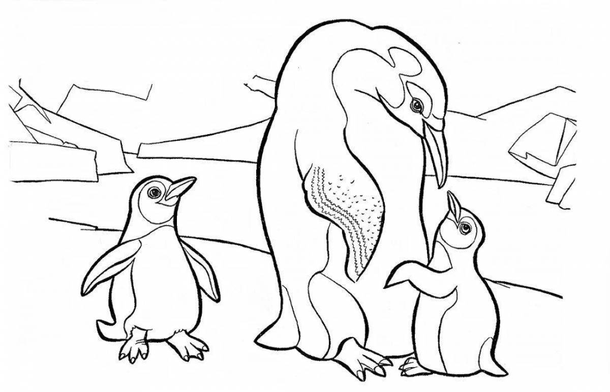 Antarctica picturesque animals coloring page