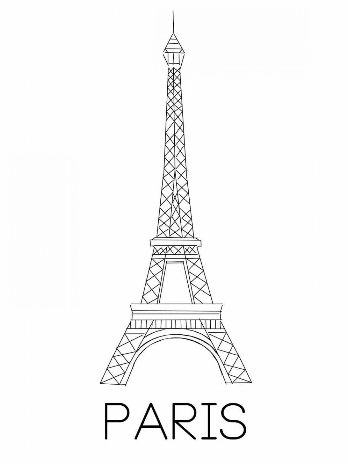 Adorable eiffel tower coloring page