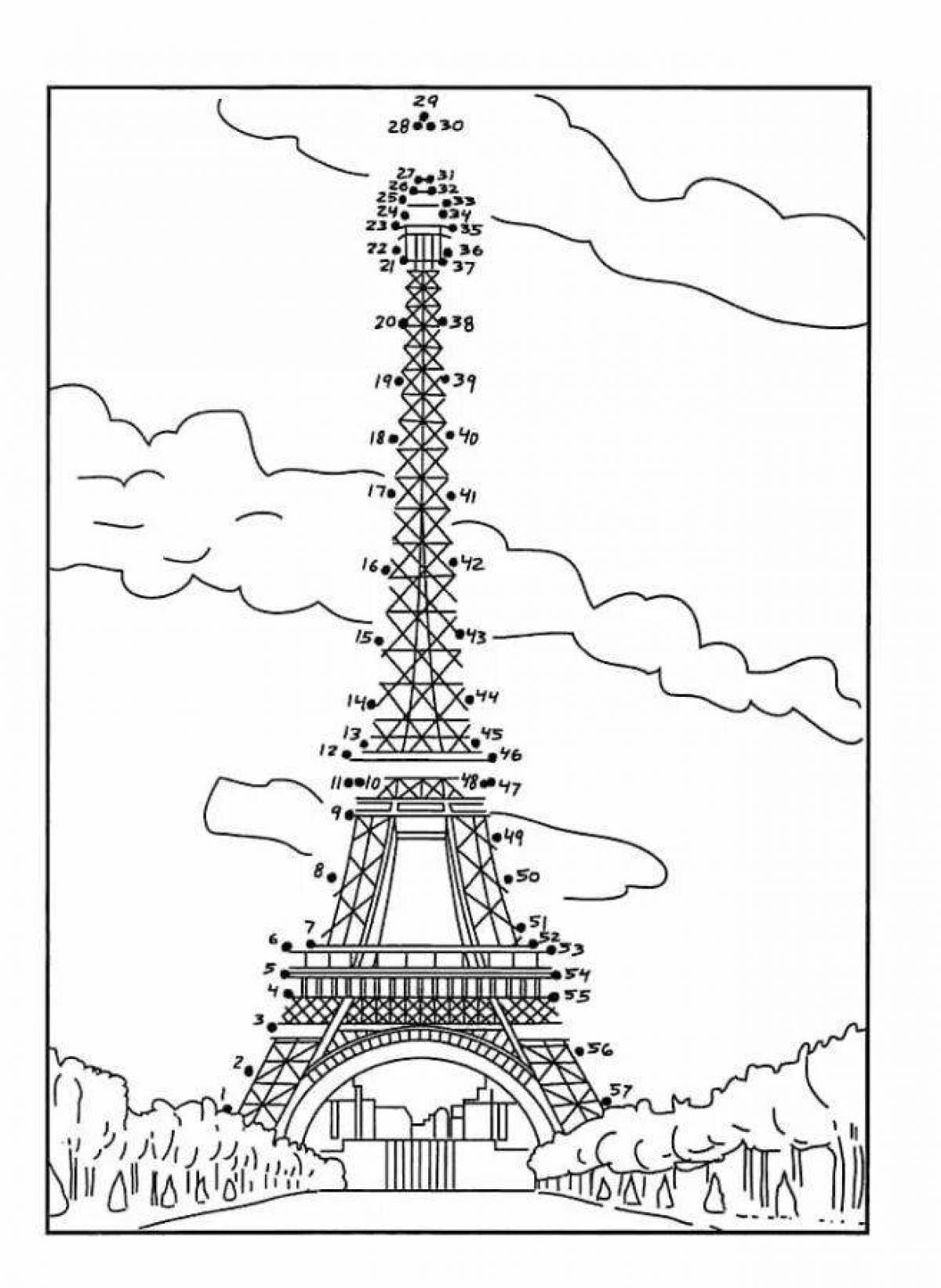 Fabulous eiffel tower coloring page