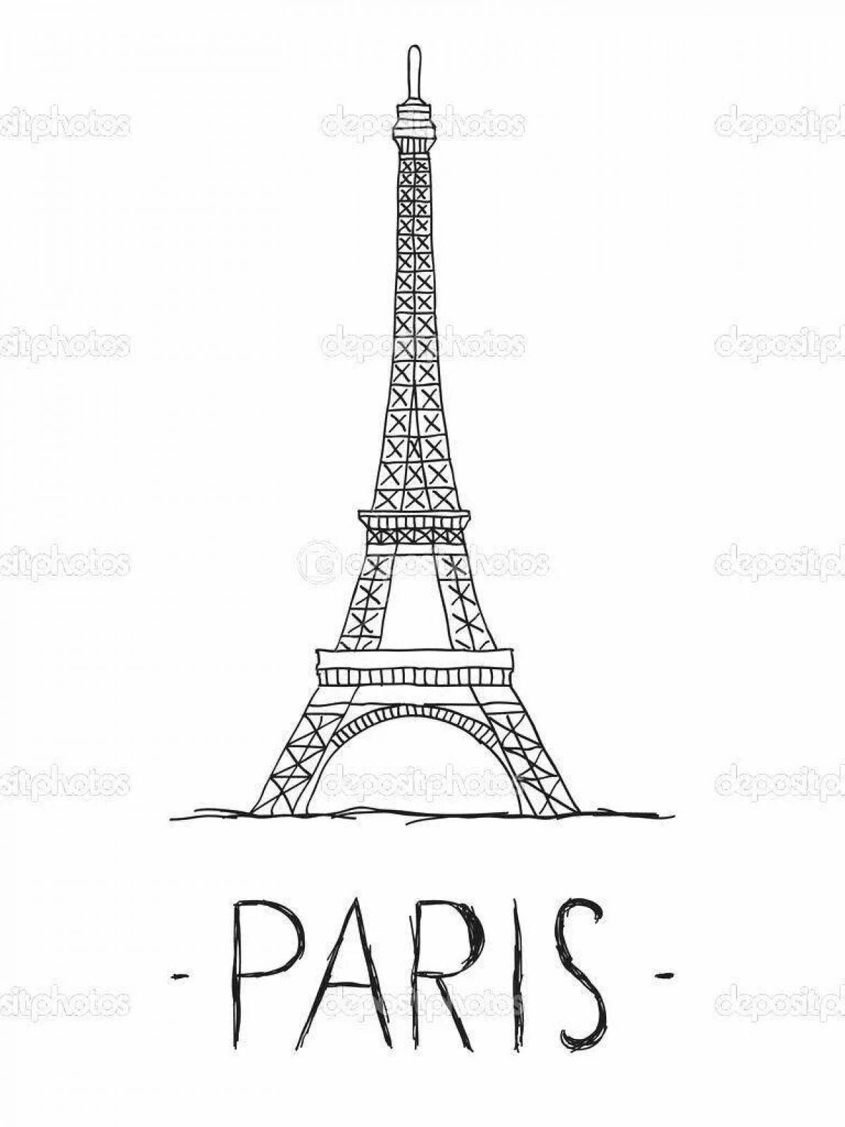 Coloring page dazzling eiffel tower