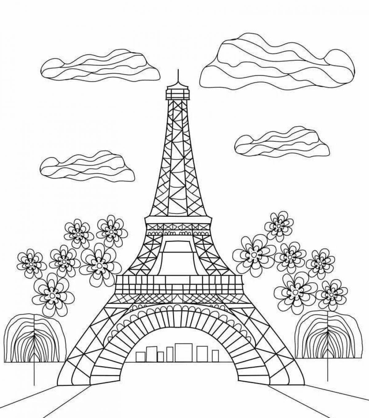 Coloring page gorgeous eiffel tower