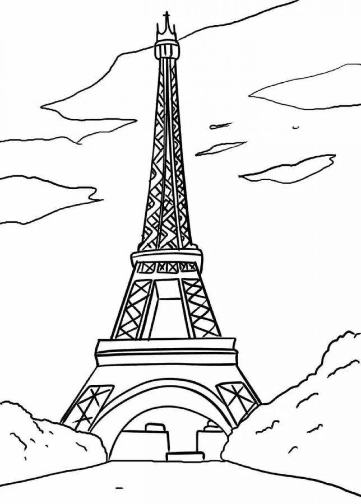 Colouring bright eiffel tower