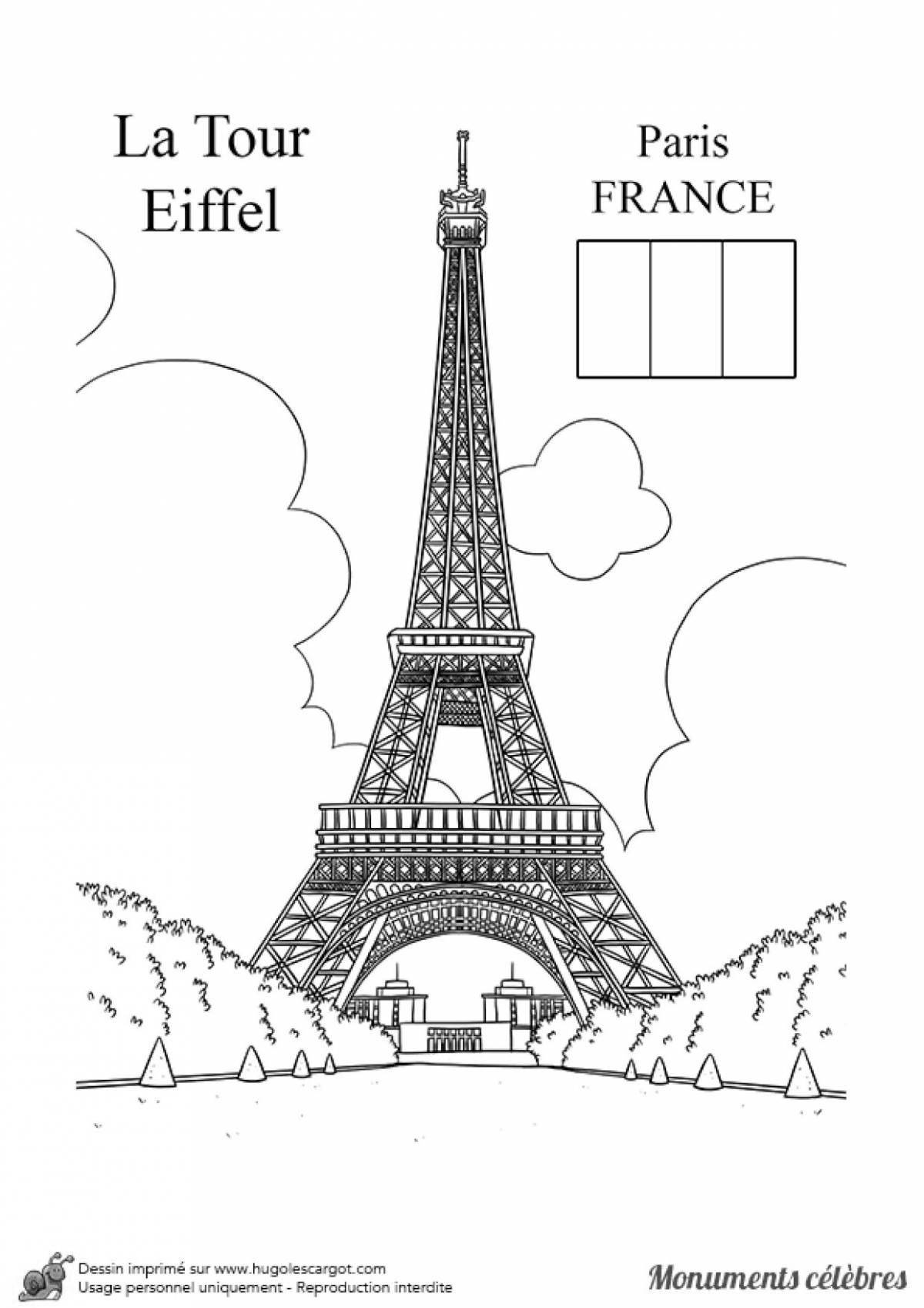 Rampant eiffel tower coloring page