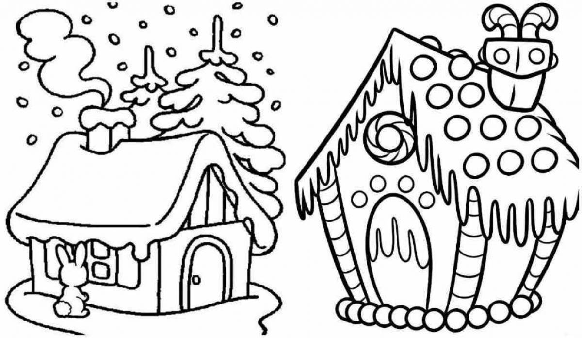 Coloring page joyful Christmas house