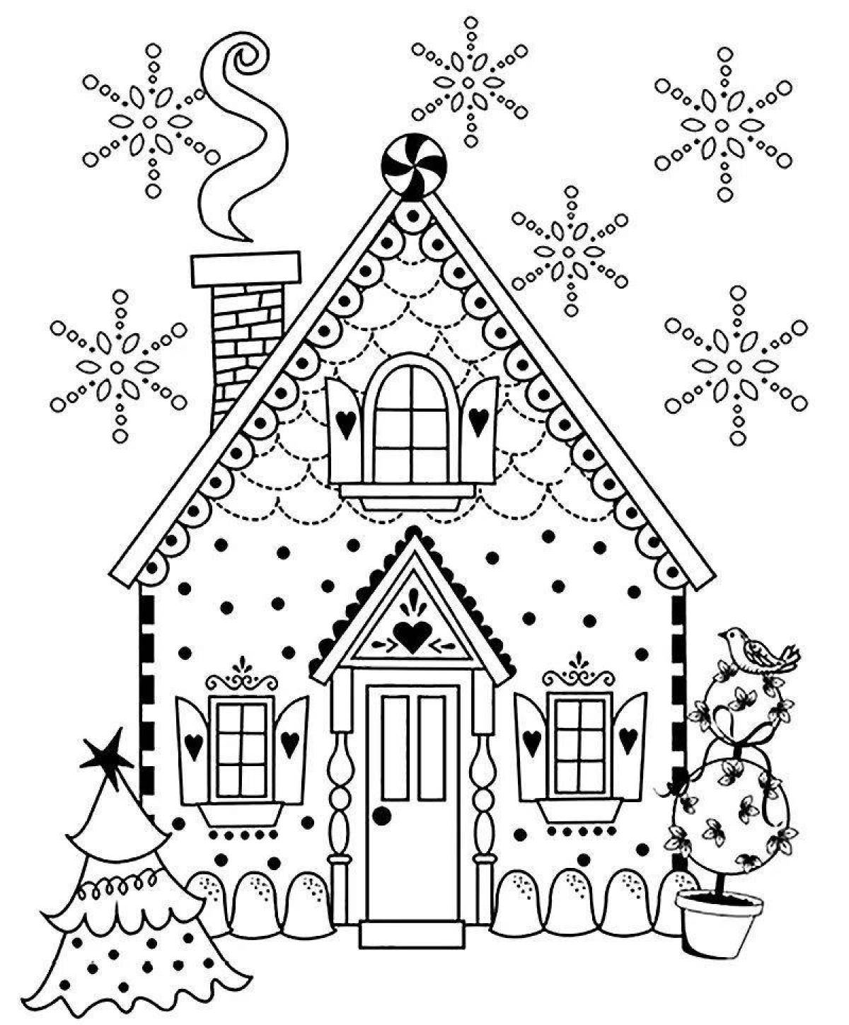 Colouring a magnificent Christmas house