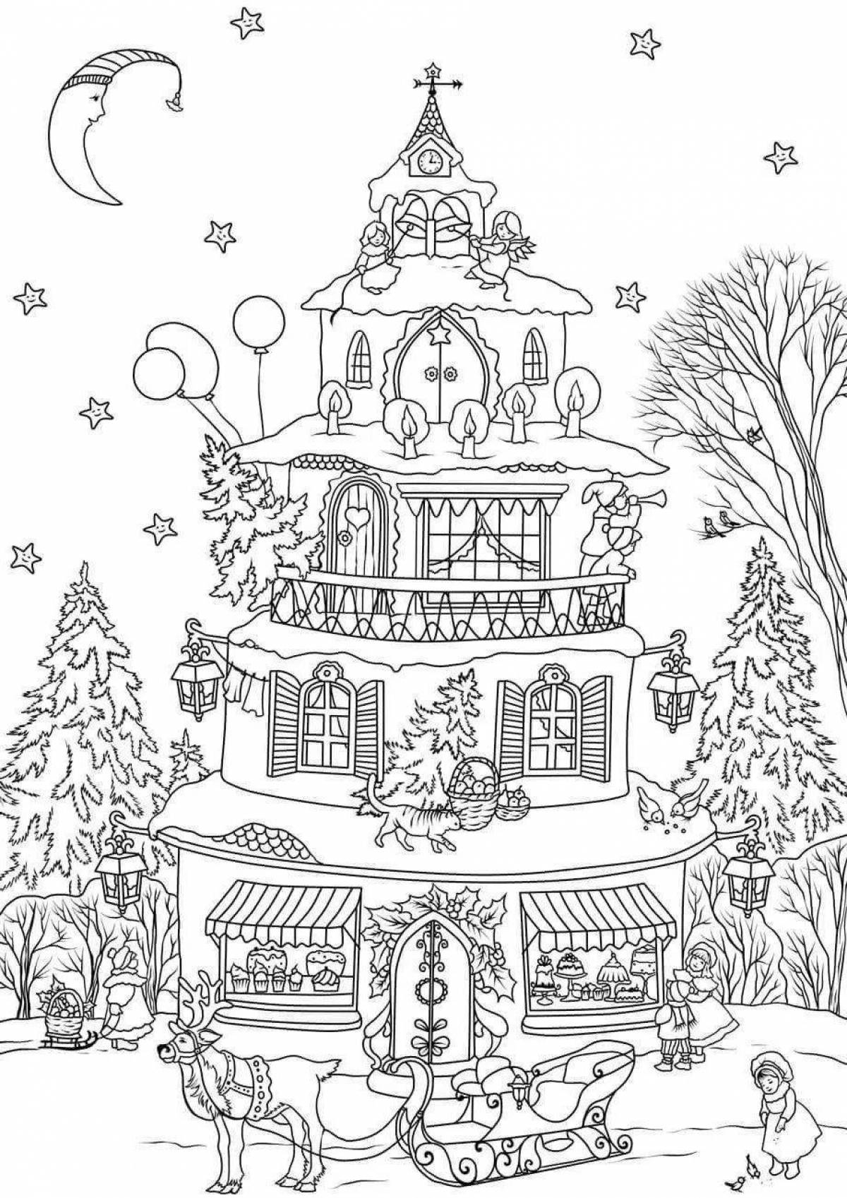 Awesome Christmas house coloring book