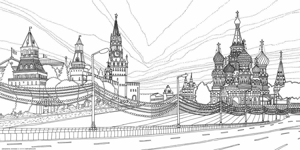 Coloring page of the regal moscow kremlin