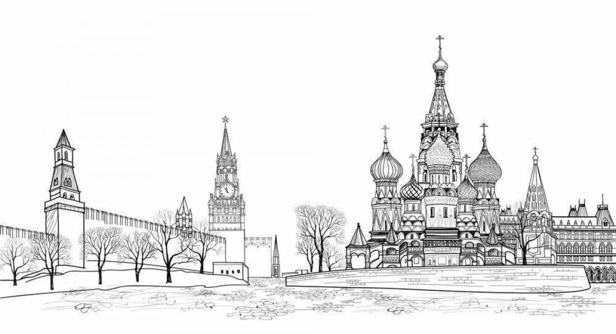 Coloring page glorious moscow kremlin