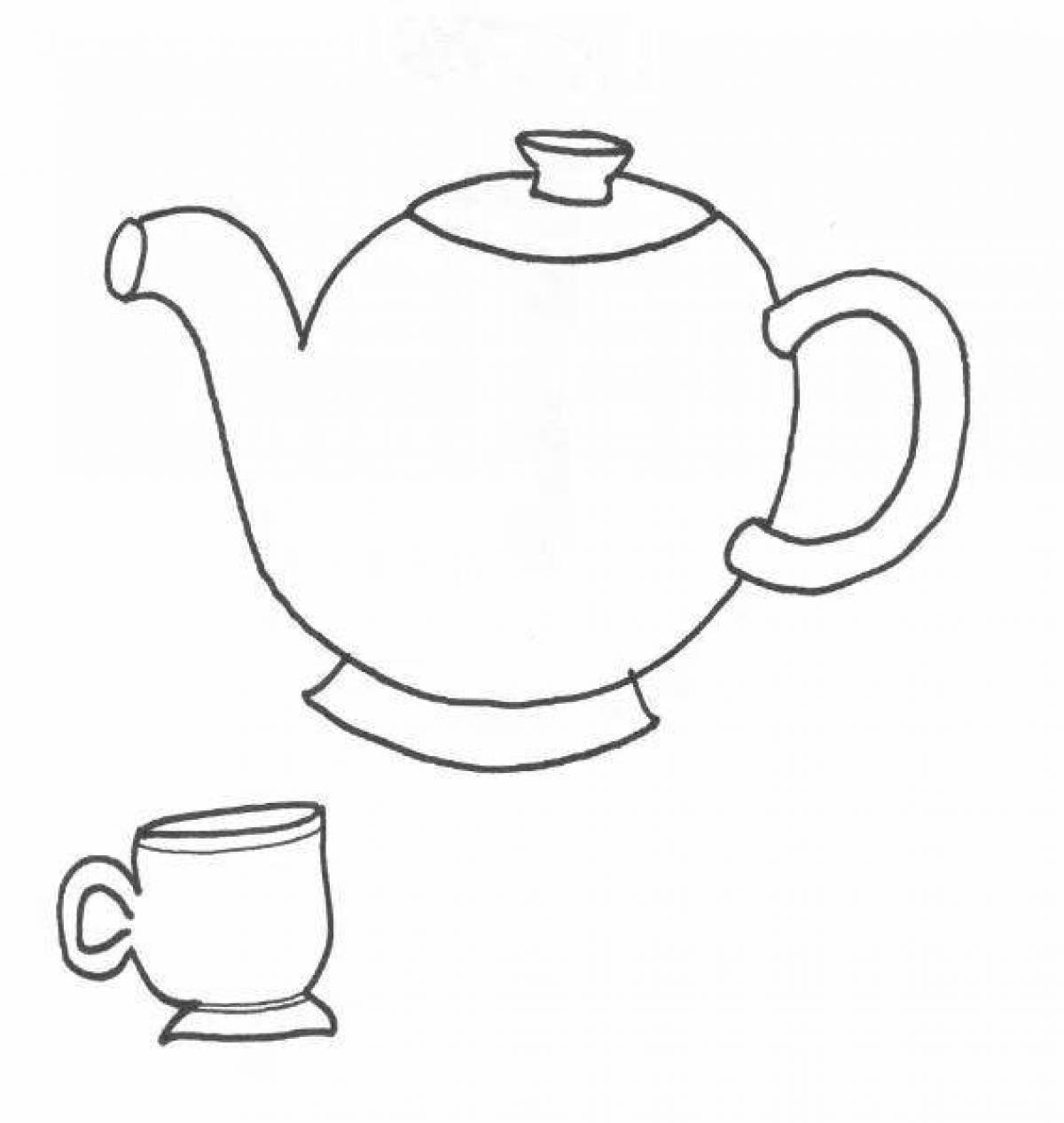 Рисование чайник с чашками