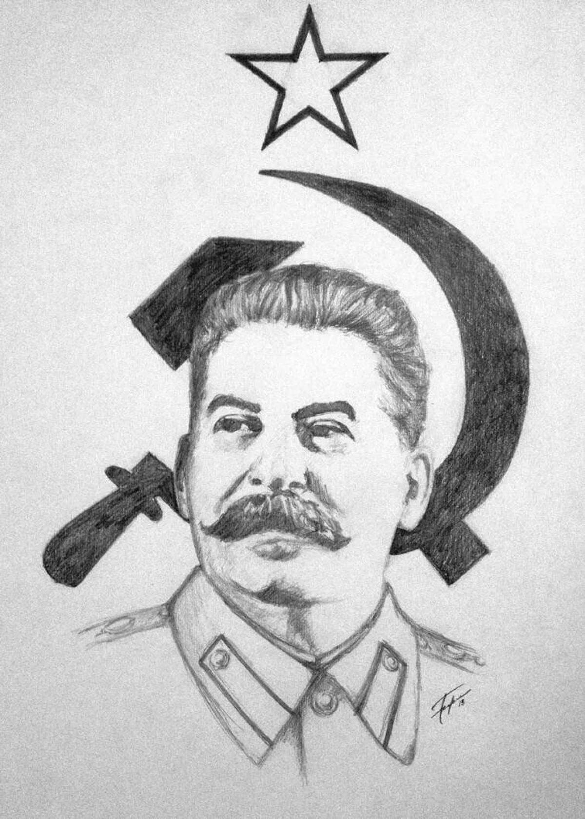 Иосиф Виссарионович Сталин нарисованный карандашом