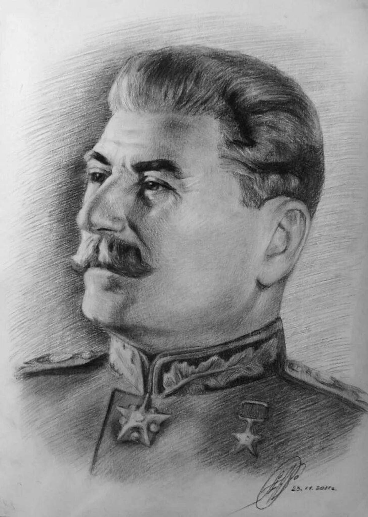 Сталин Иосиф Виссарионович карандашом