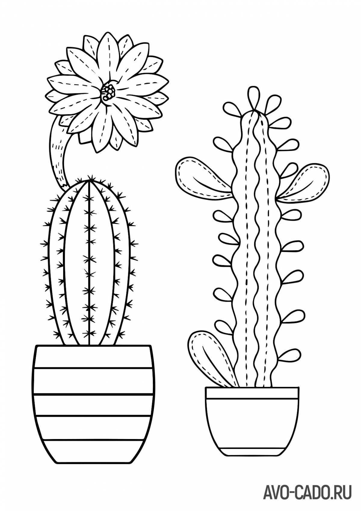 Кактус рисунок для детей раскраска