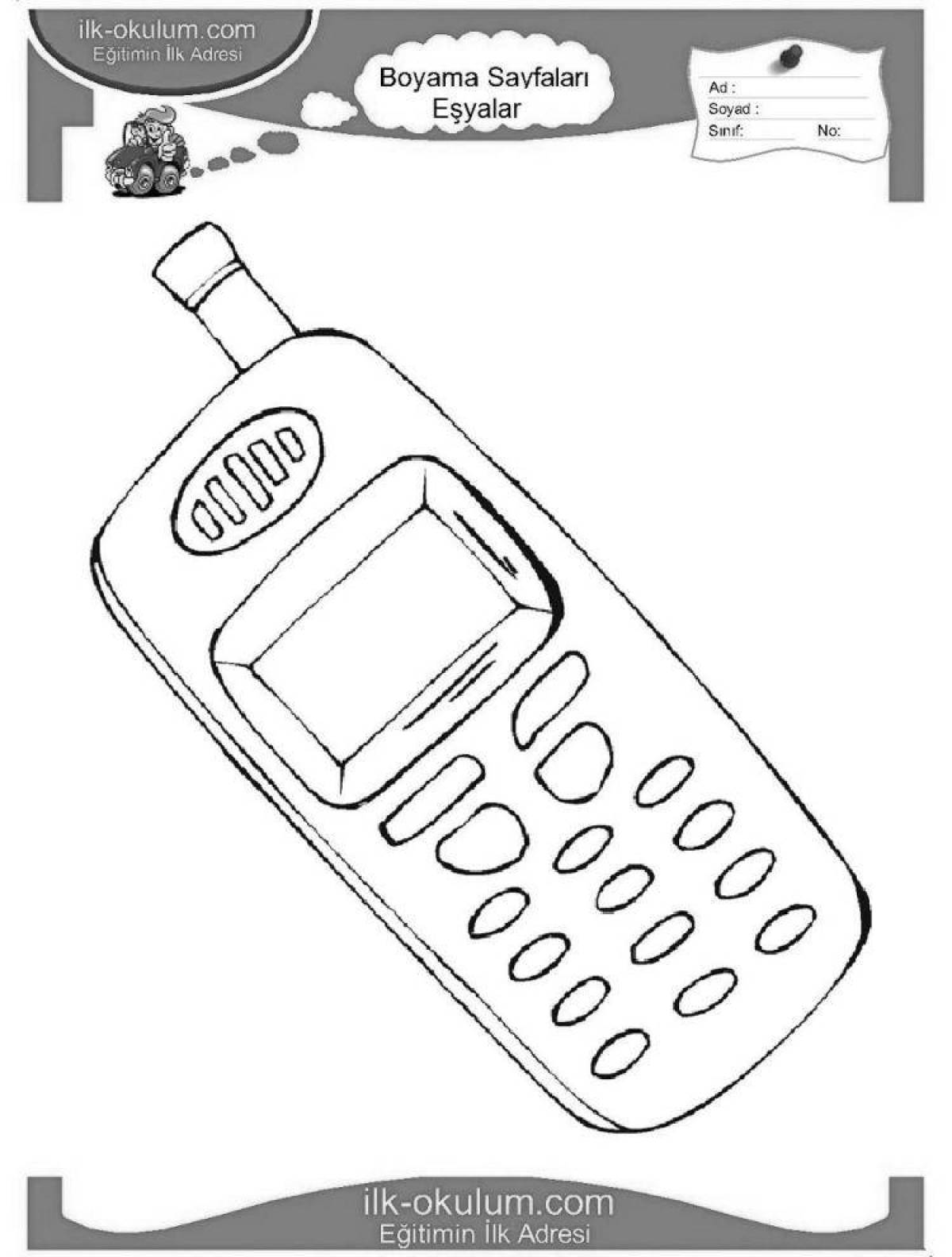 Colorful mobile phone coloring page