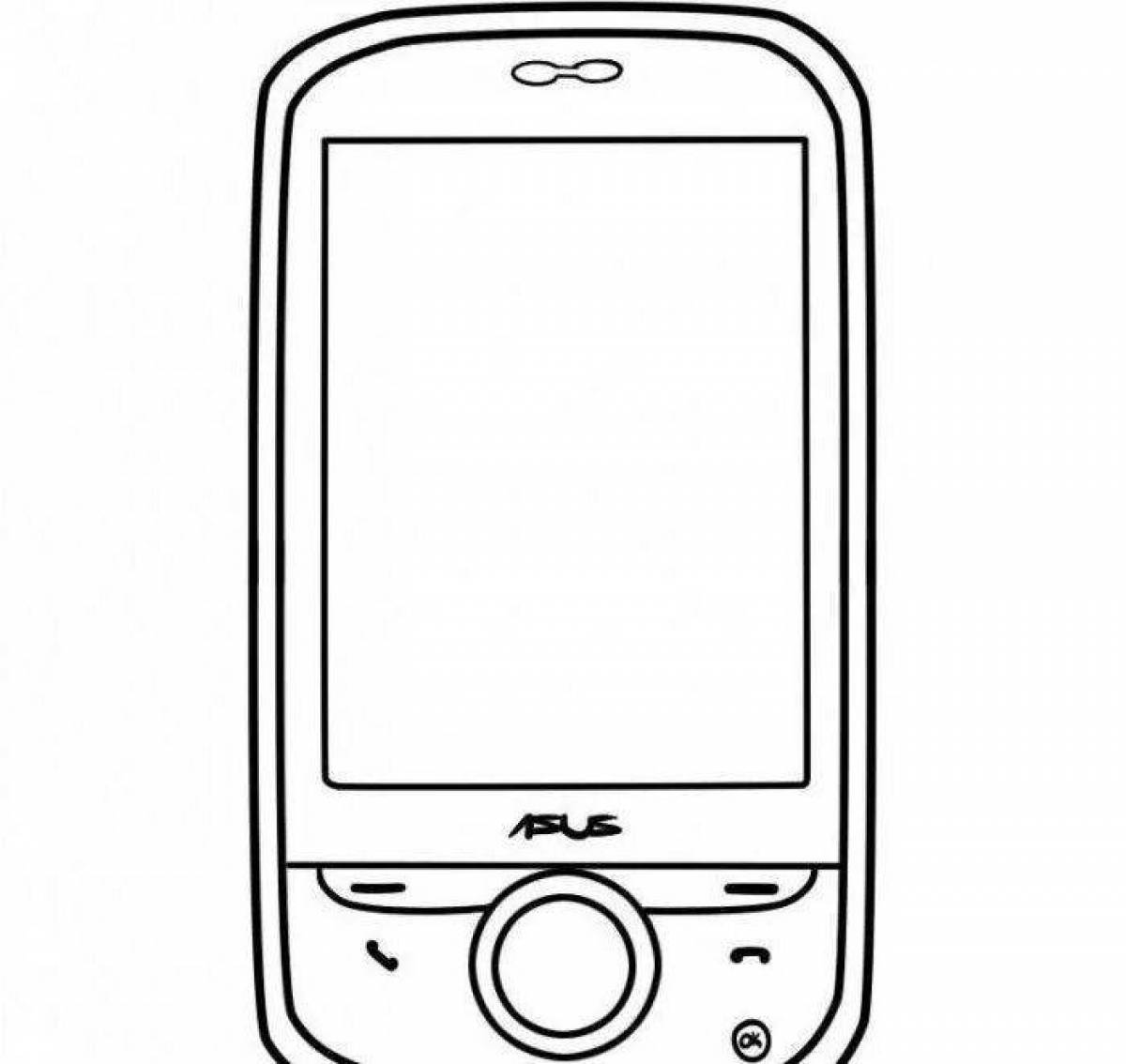 Happy mobile phone coloring page