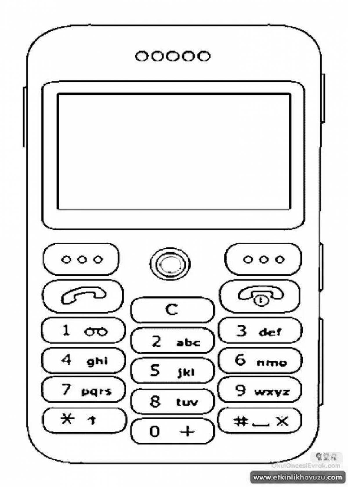 Cute mobile phone coloring page