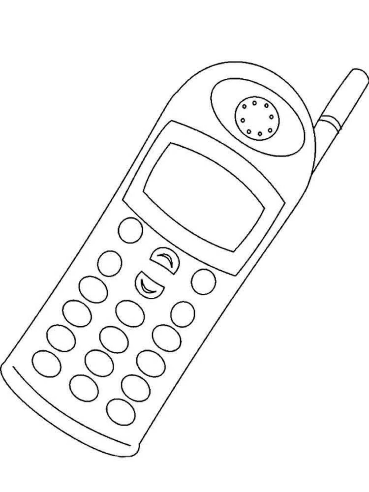 Delightful mobile phone coloring page