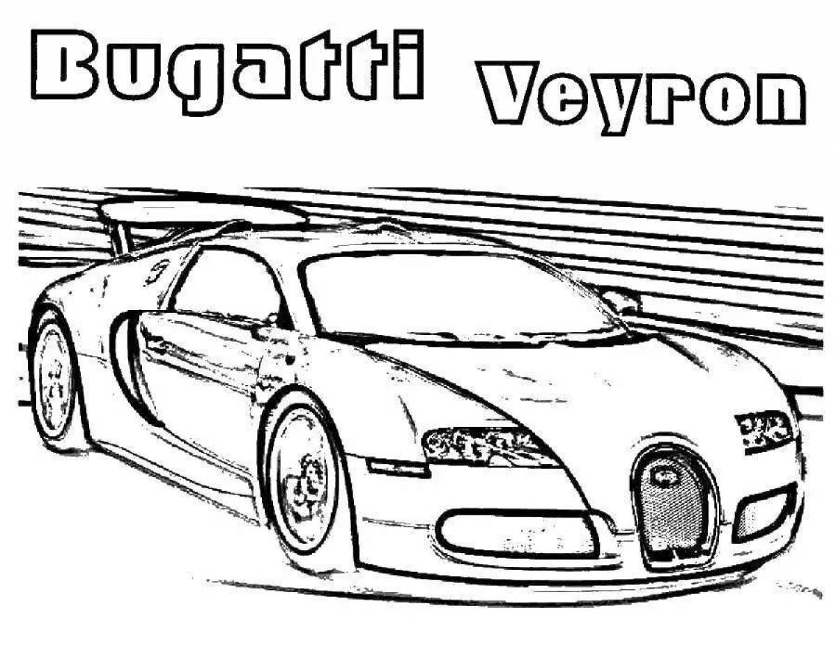 Раскраска блестящий автомобиль bugatti