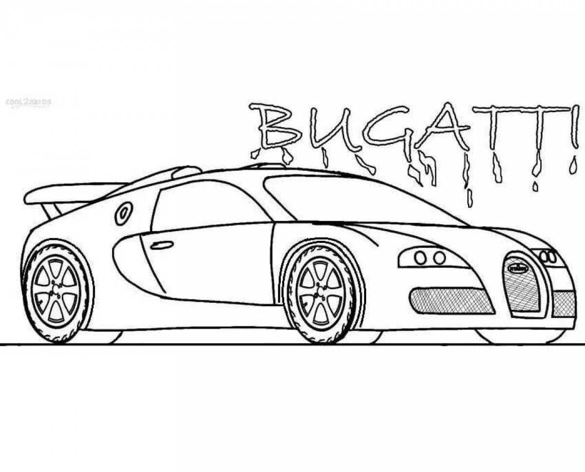 Раскраска буйный автомобиль bugatti