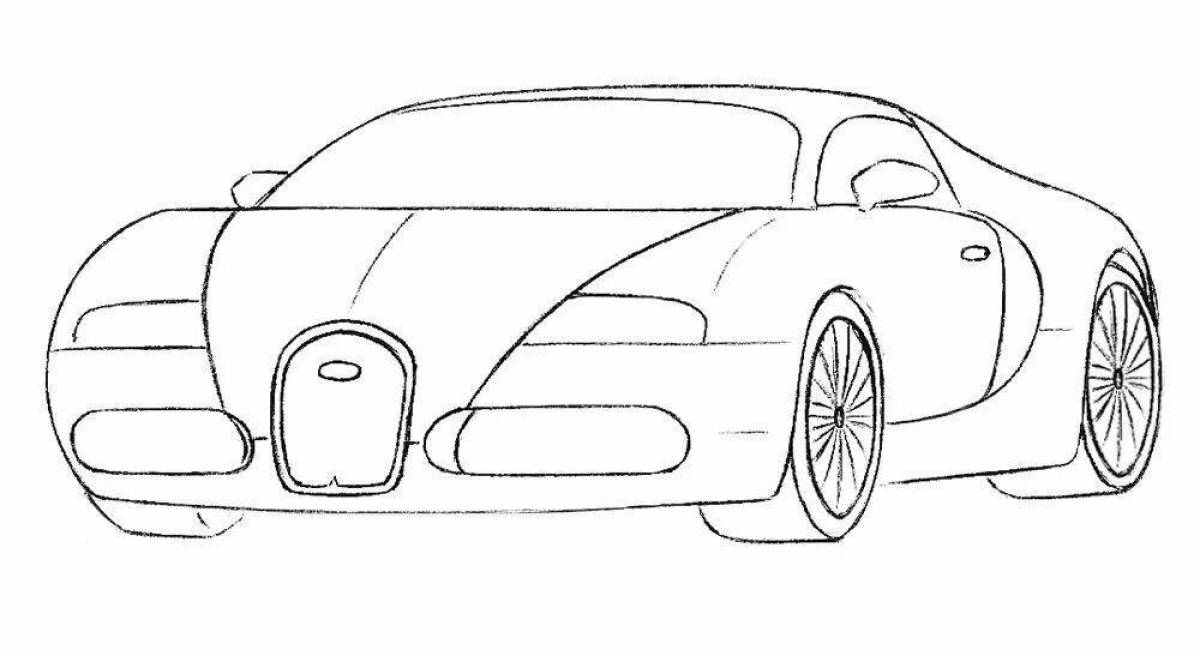 Раскраска грандиозный автомобиль bugatti