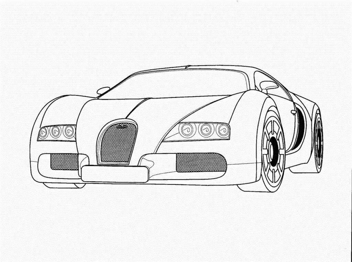 Раскраска королевский автомобиль bugatti