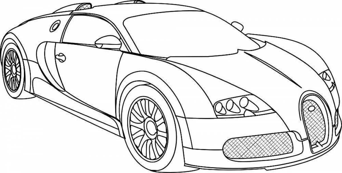 Bugatti glowing car coloring page